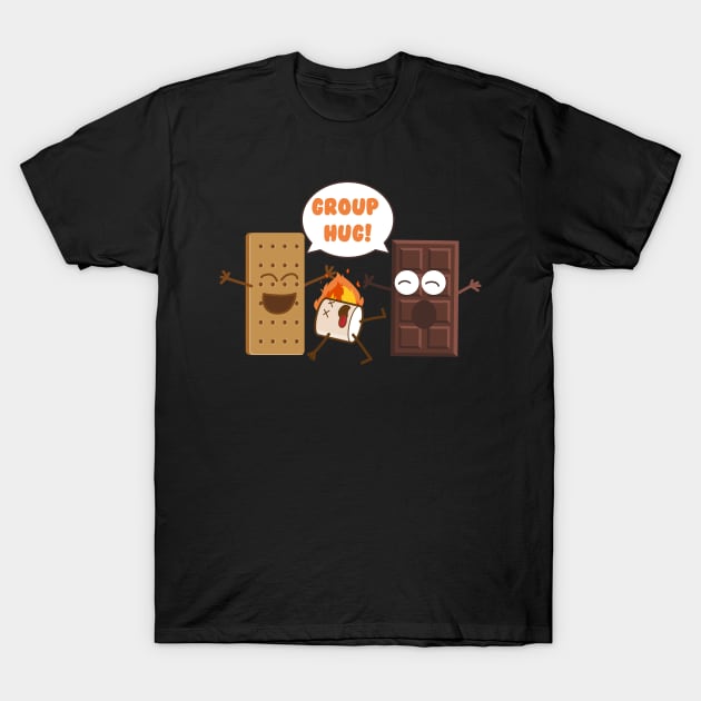 Group Hug Funny Smores Chocolate Marshmallow Camping S'mores T-Shirt by Mayzin